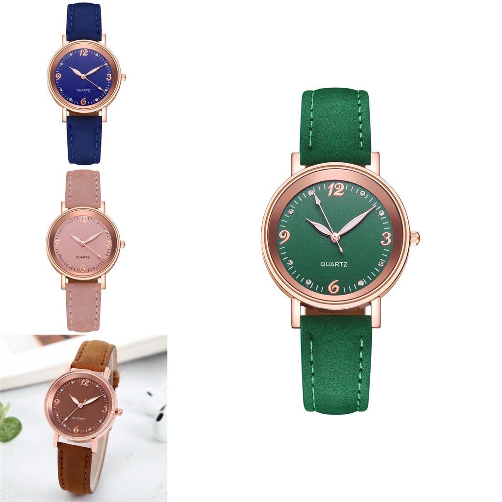 Fashionable Ladies' Quartz Watch With Decorative Night Light And Leather Strap