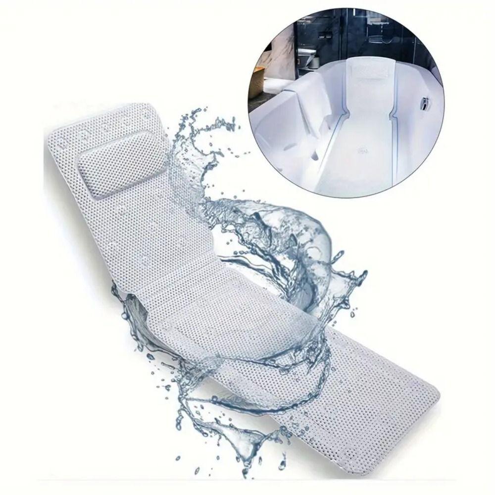 Quick Drying PVC Foam Bath Mat Suction Cups Bath Pillow Relaxing Non-Slip Bathtub Mat  Women