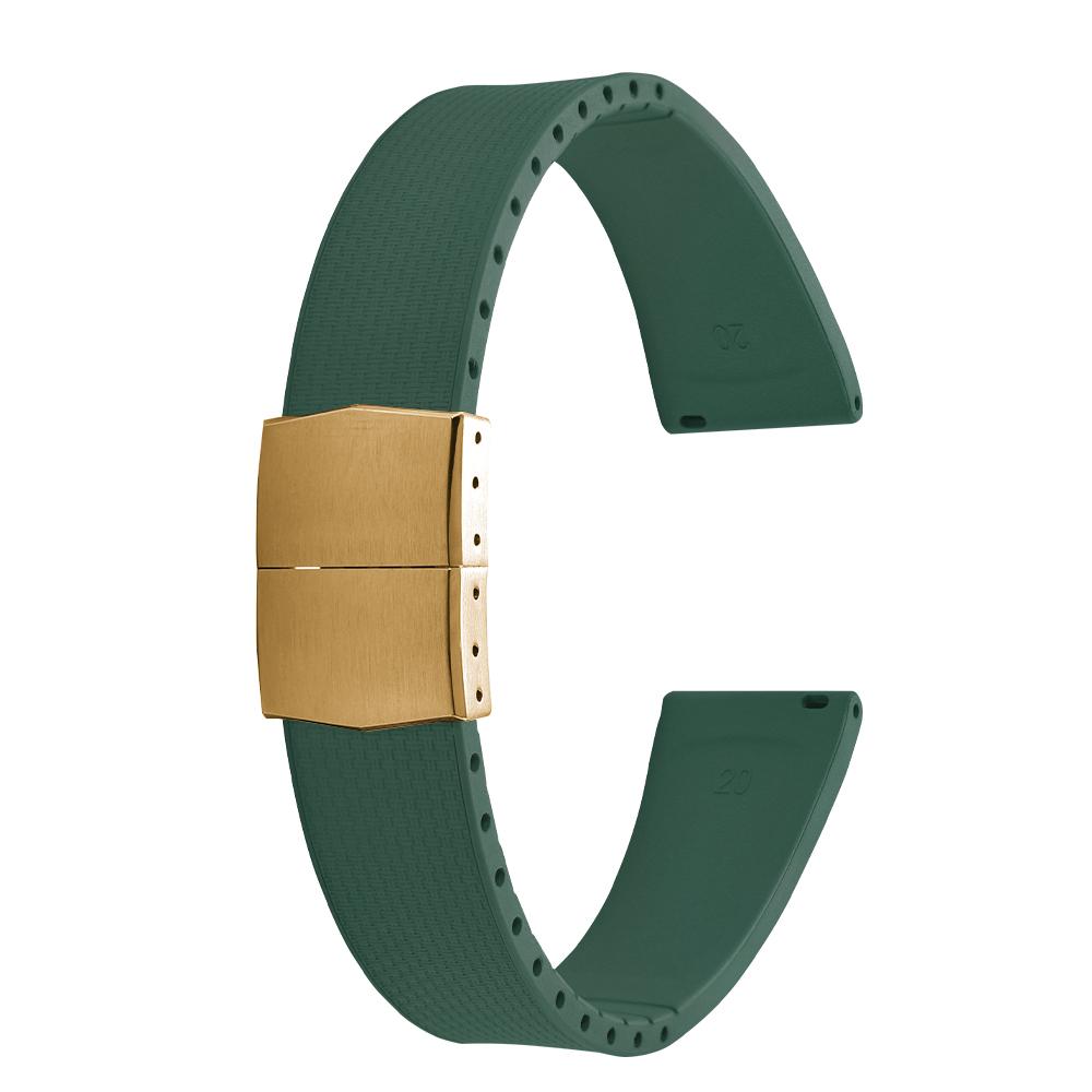 20mm Delugs CTS FKM Gummi Uhrenarmbänder mit 4 Farben Schmetterlingsschließe Einzigartige Textur Schnellverschluss Uhrenarmband für Markenuhr