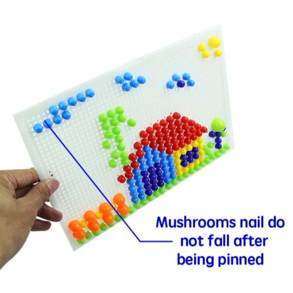 Colorful Mushroom Nail Puzzle DIY Pegboard Set Montessori Mushroom Nail Building Blocks  Kids