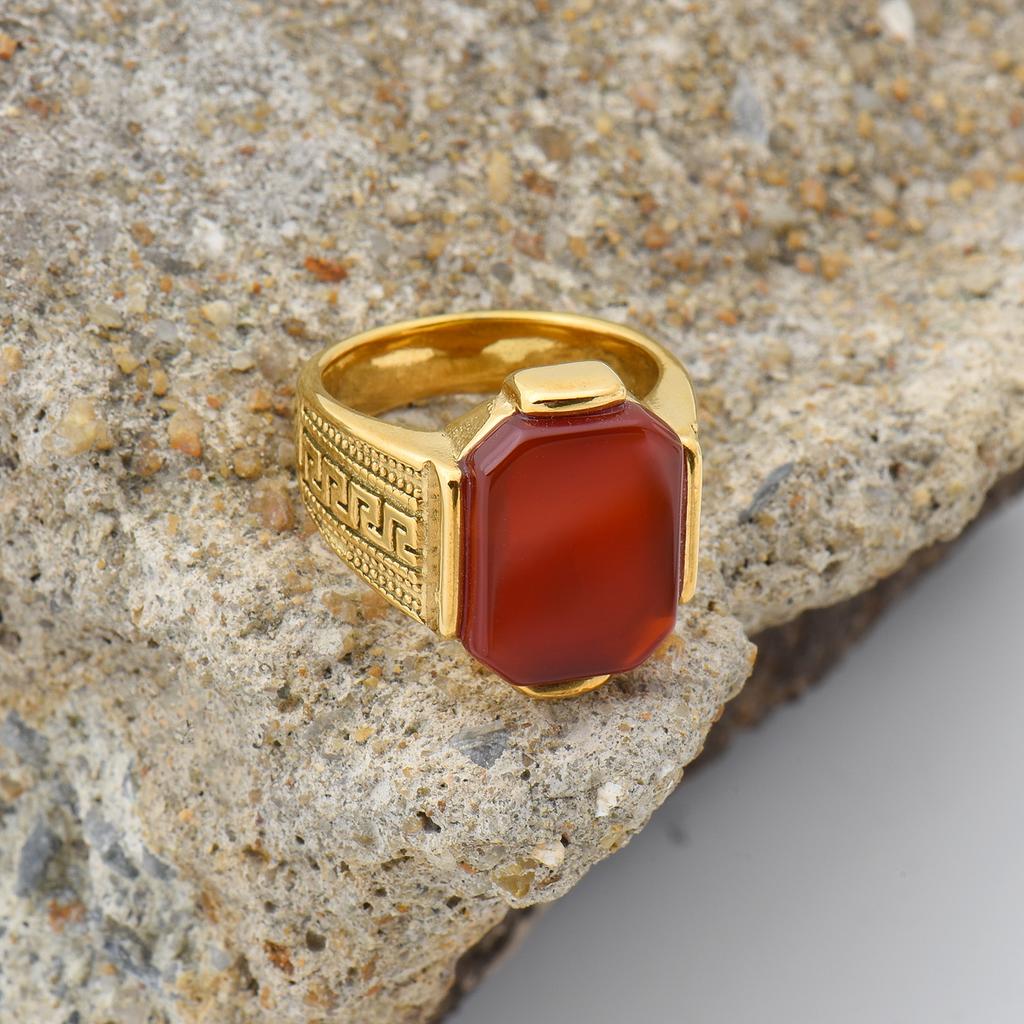 R3433Men's High Quality Vintage Stainless Steel Gemstone Styles Ring Jewelry