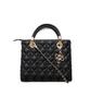 Randa Quilted Midi Black 2-Way Handbag, Women's,