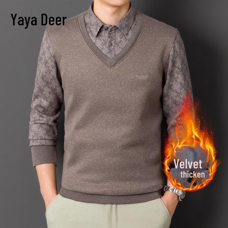 

Yalu Men s Faux Two-Piece Thermal Knit Sweater 2XL