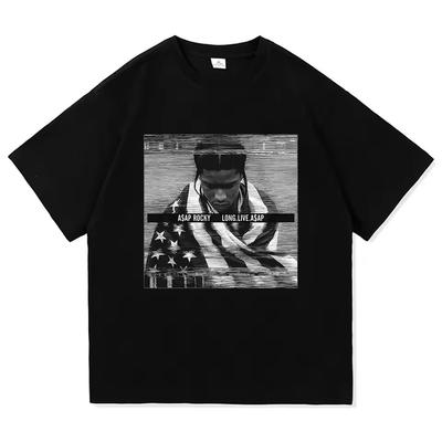 2026 Asap Rocky Ästhetik Tägliche Herrenbekleidung Herren Neues Kurzarm Rundhals Gedrucktes Retro T-Shirt