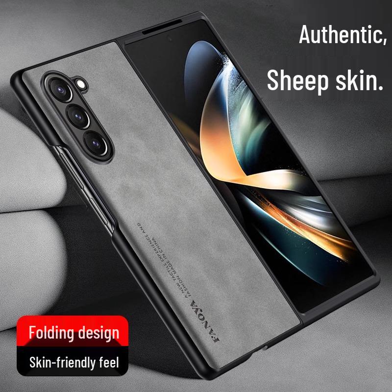 Samsung Z Fold 7 Sheepskin Leather Texture Case - Soft, Foldable, Anti-Scratch