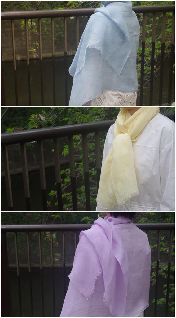 all over the Linen Gauze Yellow [.a world] 100% Stole, Large, Women's,