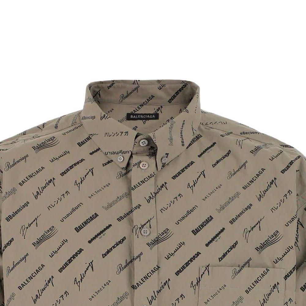 Balenciaga Allover Logo Print Long-Sleeved Shirt 662983TNLL19763