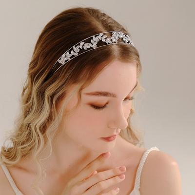 South Korea Full Zircon Headband Women's Luxury Christmas New Hair Ornaments Leaves Double-layer