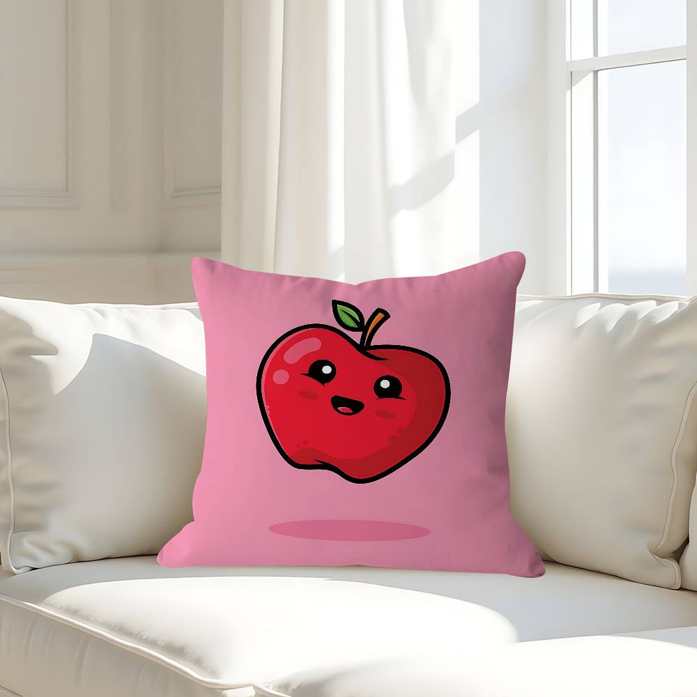 Cartoon Apple Simple Pillow Case Removable Washable Cushion Cover – All-Season Soft Linen