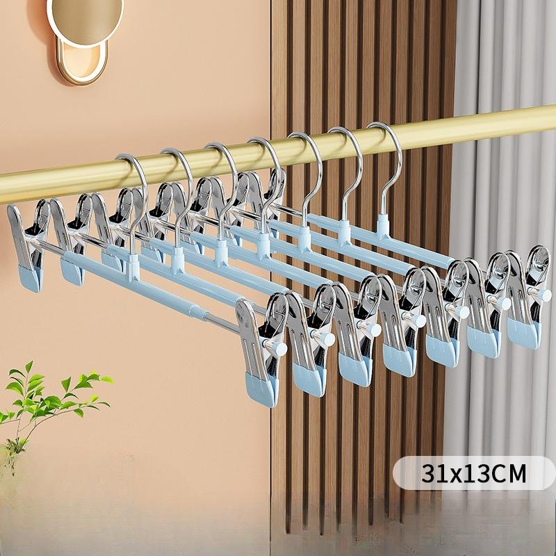12 verstellbare Kleiderbügel mit Clips, rutschfeste platzsparende Metallbügel für Hosen, Röcke und alle Kleidungsstücke - Hält Kleidung ordentlich und organisiert