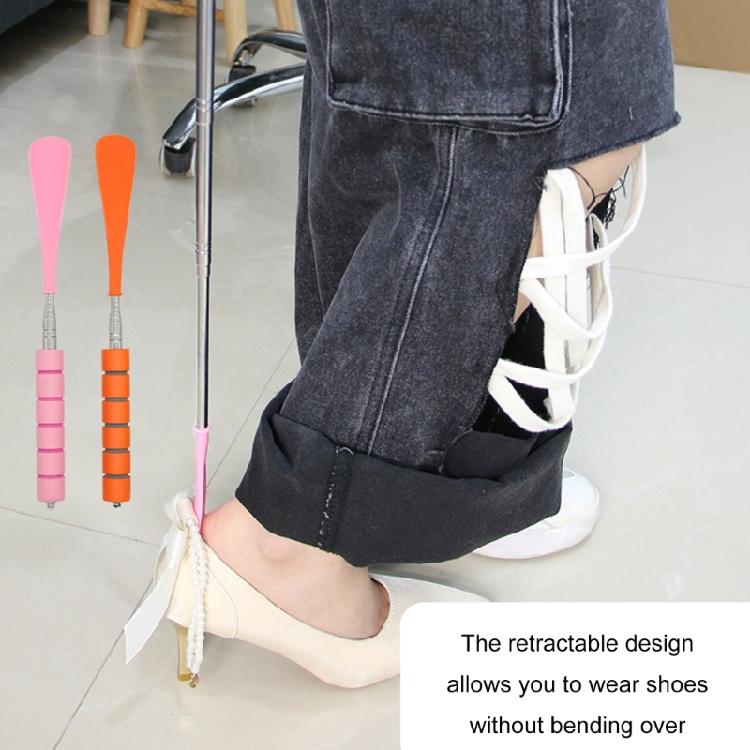 Foldable Stainless Steel Footwear Assistant Stainless Steel Telescopic Extendable Long Shoe Horn Shoe Lift Helper Tool