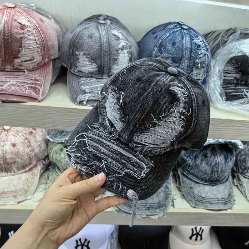Washed and Broken Tie-dyed Denim Baseball Cap Men's Old Fashion Young Couple Versatile Face Small Casual Cap