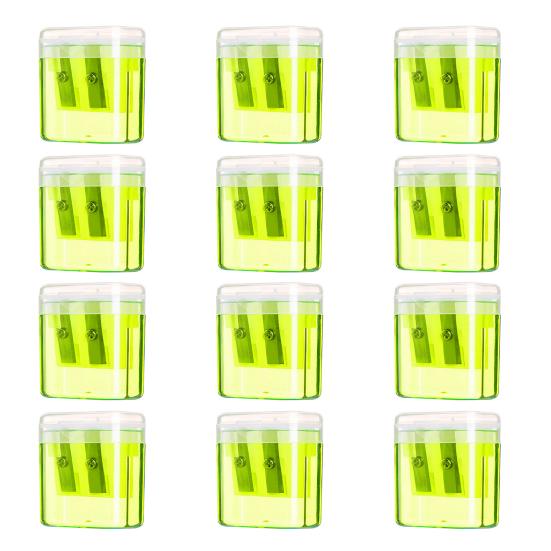 12Pcs Dual Hole Pencil Sharpener with Lid Compact Manual Sharpener for Standard And Jumbo Pencils Travel-friendly Pencil Sharpener