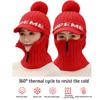 Winter Knitted Hat Scarf Set Beanie Zip Scarf Earflap Fleece Lined Ski  with Pompom Windproof Thermal Hat Neck Warmer