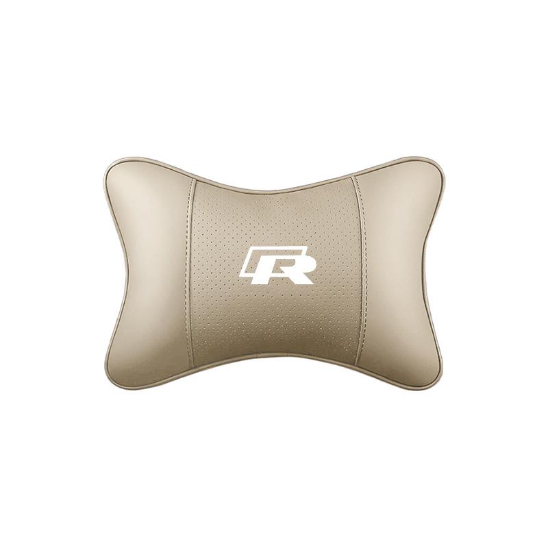 hijk1 Car Seat Leather Headrest Neck Cushioning Support Head Pillow For VW GTI Polo Golf Passat Tiguan Arteon Touareg CC Taigo Caddy