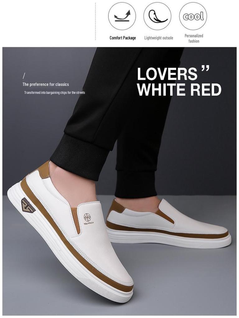 2025 Summer Slip-On Plus Size White Loafers: Non-Slip Soft Sole Casual Shoes for Middle-Aged Men