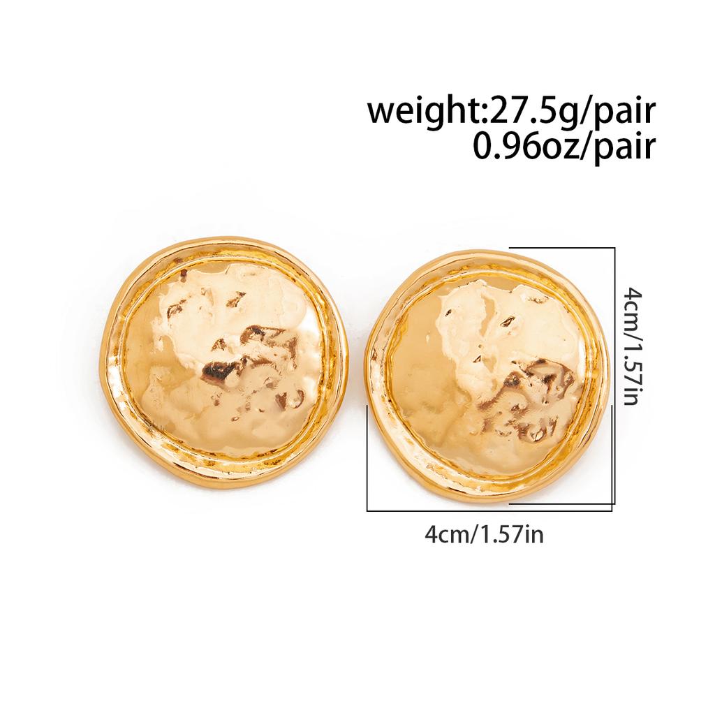 Ingemark Retro Simple Rotundity Texture Stud Earrings for Women 2026 New Trend Gold Color Metal Piercing Earrings Party Jewelry