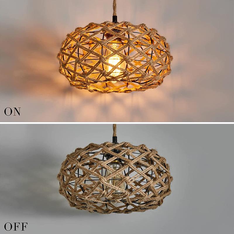 Creative Retro Industrial Style Twine Pendant Lamp Lampshade Home Decoration Dining for American Restaurant Bar Ceiling Lighting