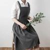 Cotton Linen Minimalist Apron, Horticultural Flower Shop Work Dress, Kitchen Apron Temperament Commuter for Handmade Restaurant