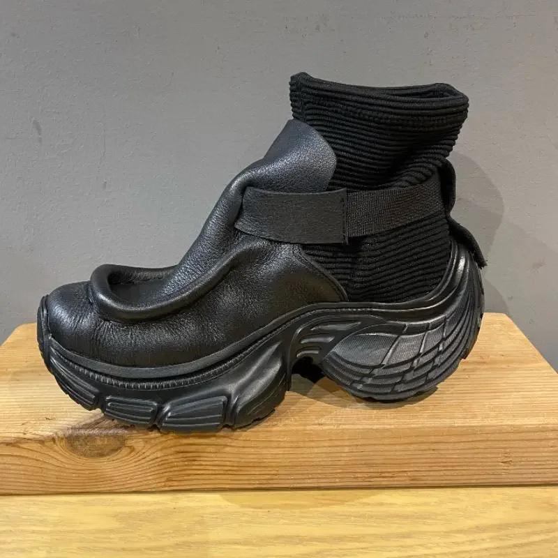 High Top Sneaker Plus Size 45 46 Herr Designer Socksko Mode Casual Läder Tyg Andningsbar Höjdökande Platåskor