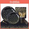 Glamorous Black Gold Stamping Party Decor Disposable Tableware For Unforgettable Wedding Birthday Celebrations
