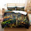 Cityscapes King Queen Duvet Cover Tall Buildings Landscape Bedding Set Busy Traffic View Quilt Cover Polyester Comforter Cover