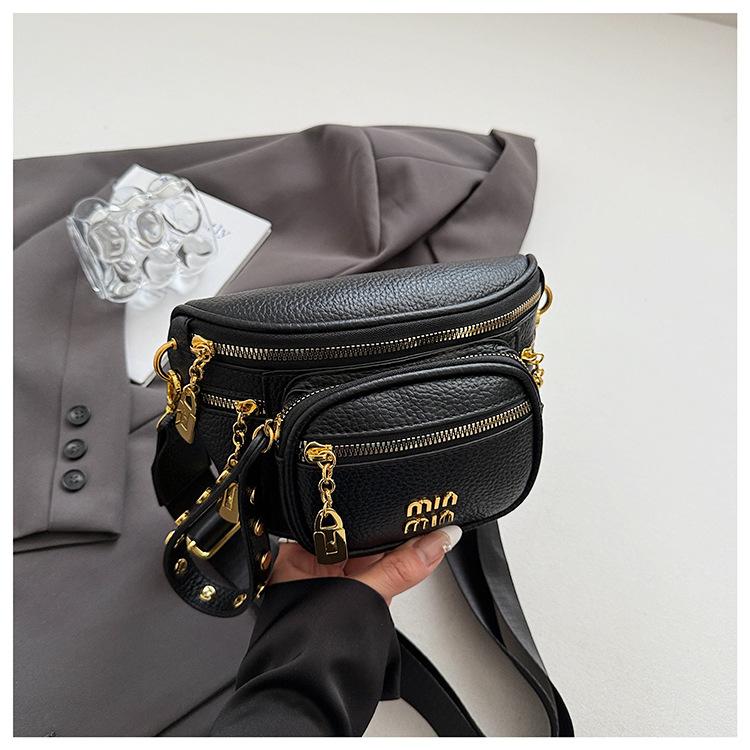 

Новая женская сумка из ПУ 2025 новая модная нагрудная сумка для отдыха, спортивная на плечо, через плечо, многокарманная сумка для мобильного телефона чёрный