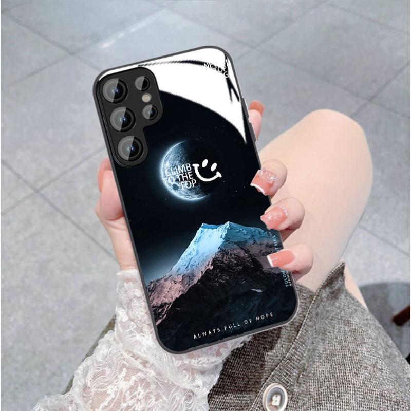 Snow Mountain Is Suitable for Samsung S24ULTRA Mobile Phone Case S23 Glass Mirror S22 Trendy Brand A52A54 Boys New A14