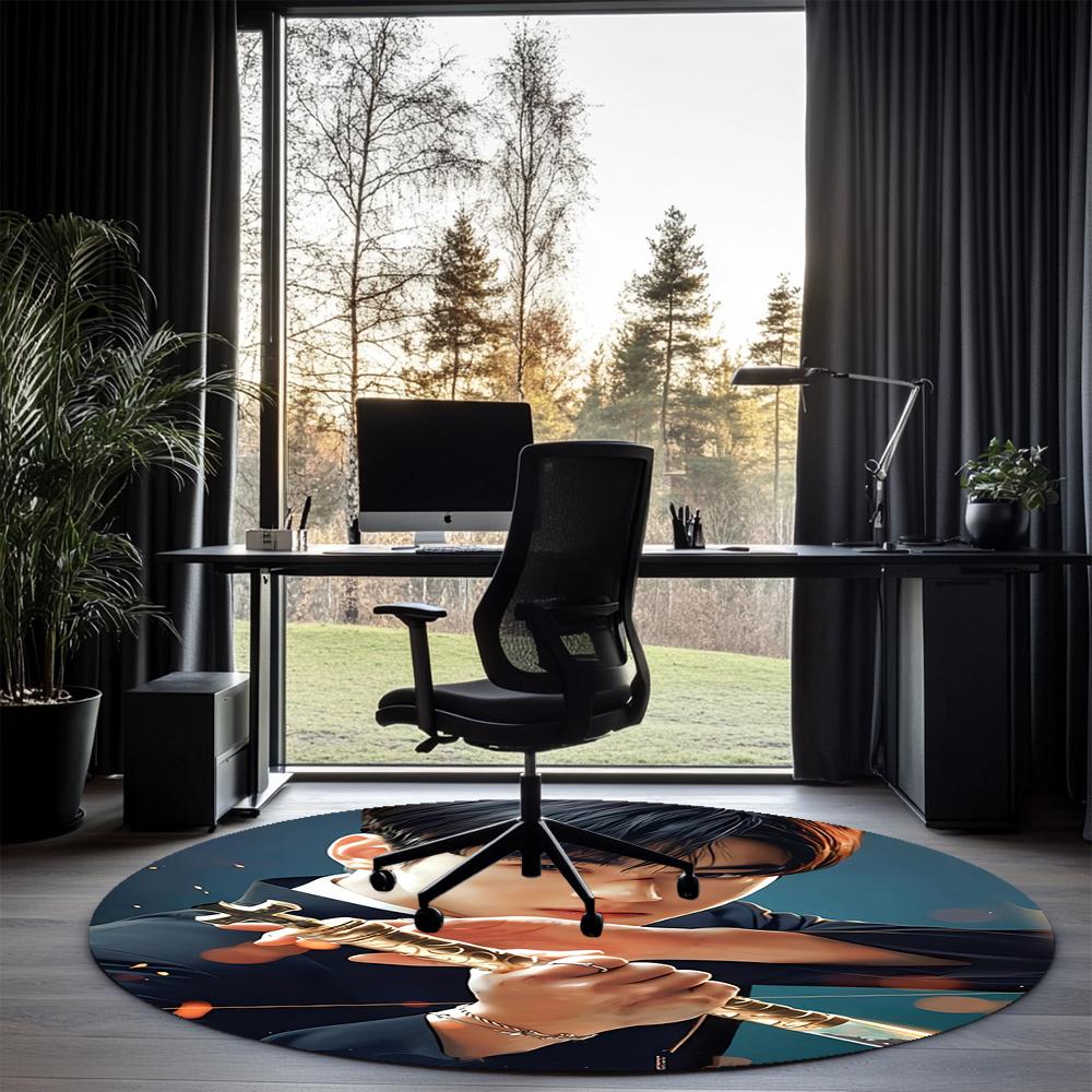 Cha Eun Woo Printed Round Rug Carpet Chair Rug Area Rug Entryway Doormats,for Office Chair Living Room Bedroom Kitchen Room.
