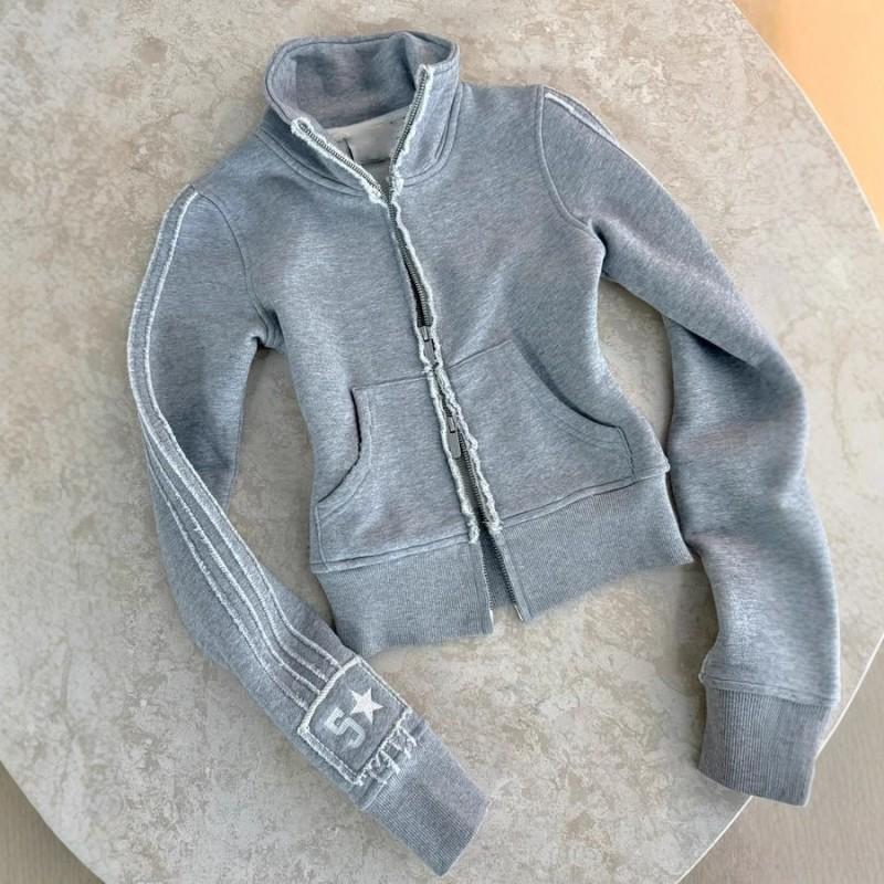 Womens Streetwear Cropped Zip-Up Hoodie Joggers