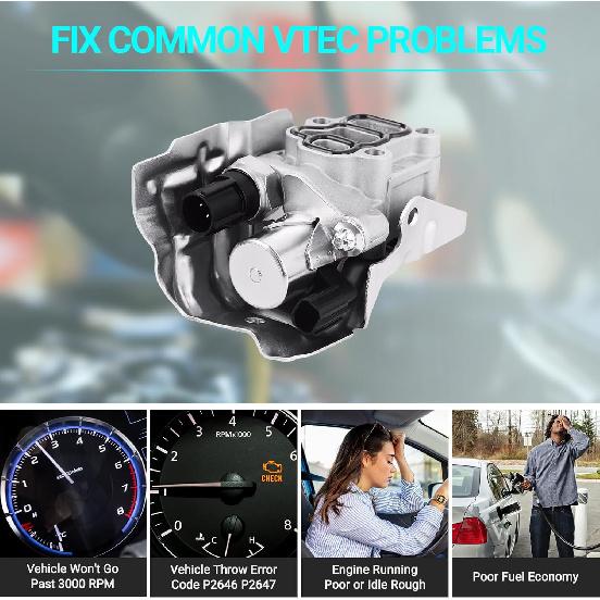 15810-RAA-A03 VTEC Solenoid Spool Valve with Oil Pressure Switch & Gasket - Fit for 2002-2011 Honda Acura - 2.4L Accord, CR-V, Element, 2.0L