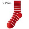 5 Pairs of Women's Autumn and Winter Pure Cotton Wedding New Year Boneless Red Socks