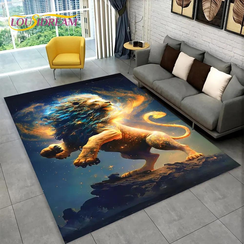 Novo tapete grande de área de animal de leão de sonho 3D, tapete de carpete para sala de estar, quarto, sofá, capacho de decoração, tapete de chão antiderrapante para brincadeira de criança