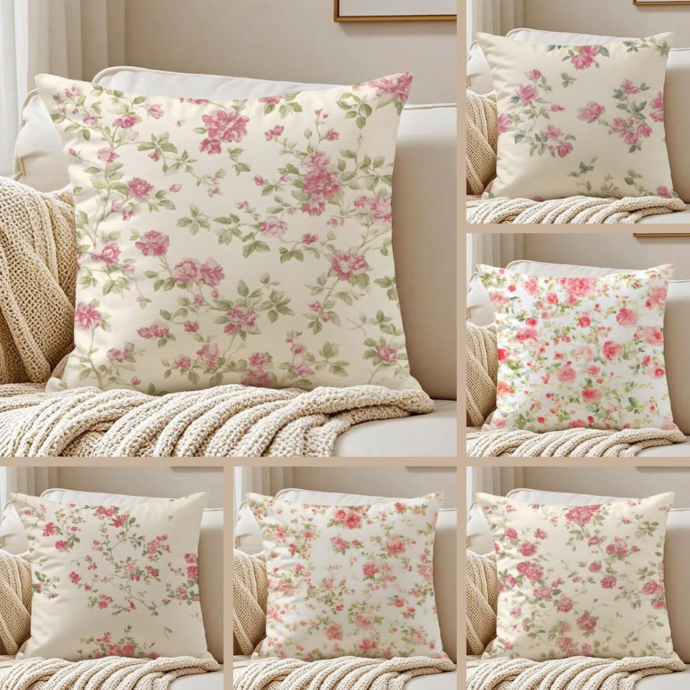 Frische Blumen und frische Kissenbezüge im Familienstil, Staubmilben-abweisend, Wohnzimmer Sofa Dekor Kissen Zimmer