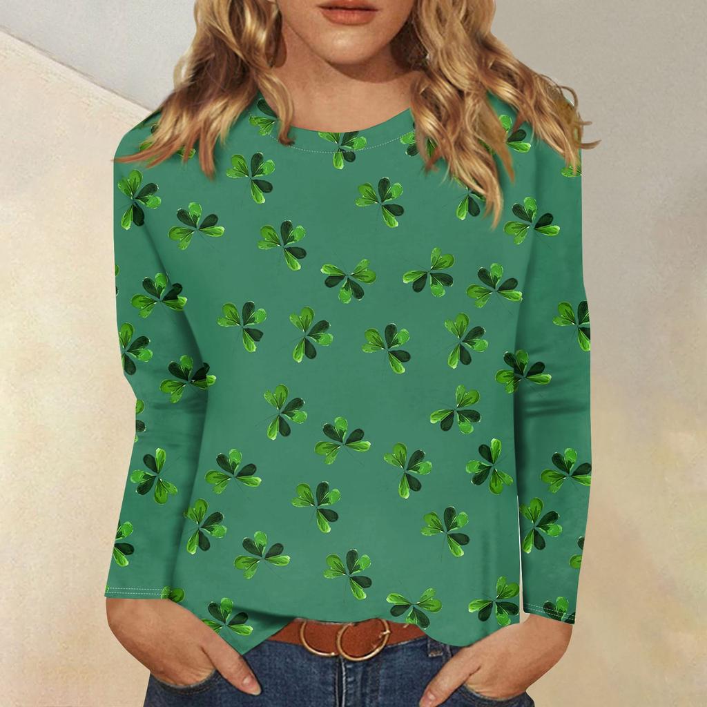 Long Sleeve Shirts For Women Cute Print Graphic Tees Blouses Casual Plus Size Basic Tops Pullover Christmas