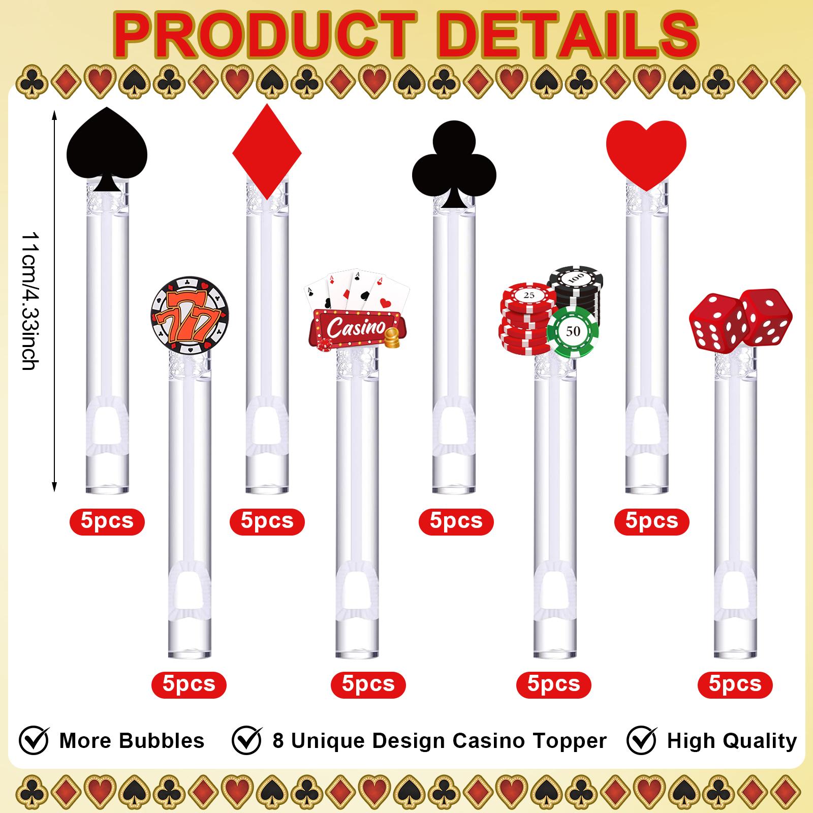 

40 Pcs Casino Bubble Wands Bulk Mini Themed Party Wand Favors Gifts Bag Stuffers For Las Vegas Night House Poker Game Birthday P