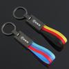 OMPC8 Zinc Alloy Keyring Nylon Tricolor Woven Belt Car Keychain For BMW 50th Anniversary 1 3 5 7 series E83 F16 E70 BMW M M3 M5 X1 X2