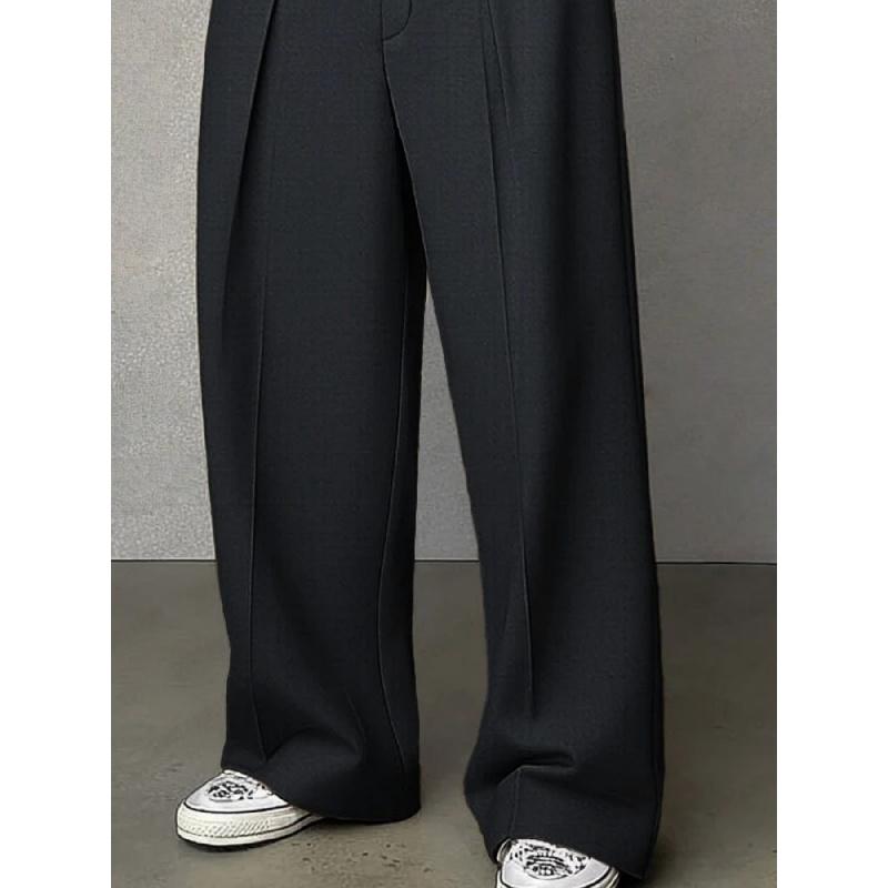 Men's straight-leg anti-wrinkle no-iron business casual trousers with premium drape