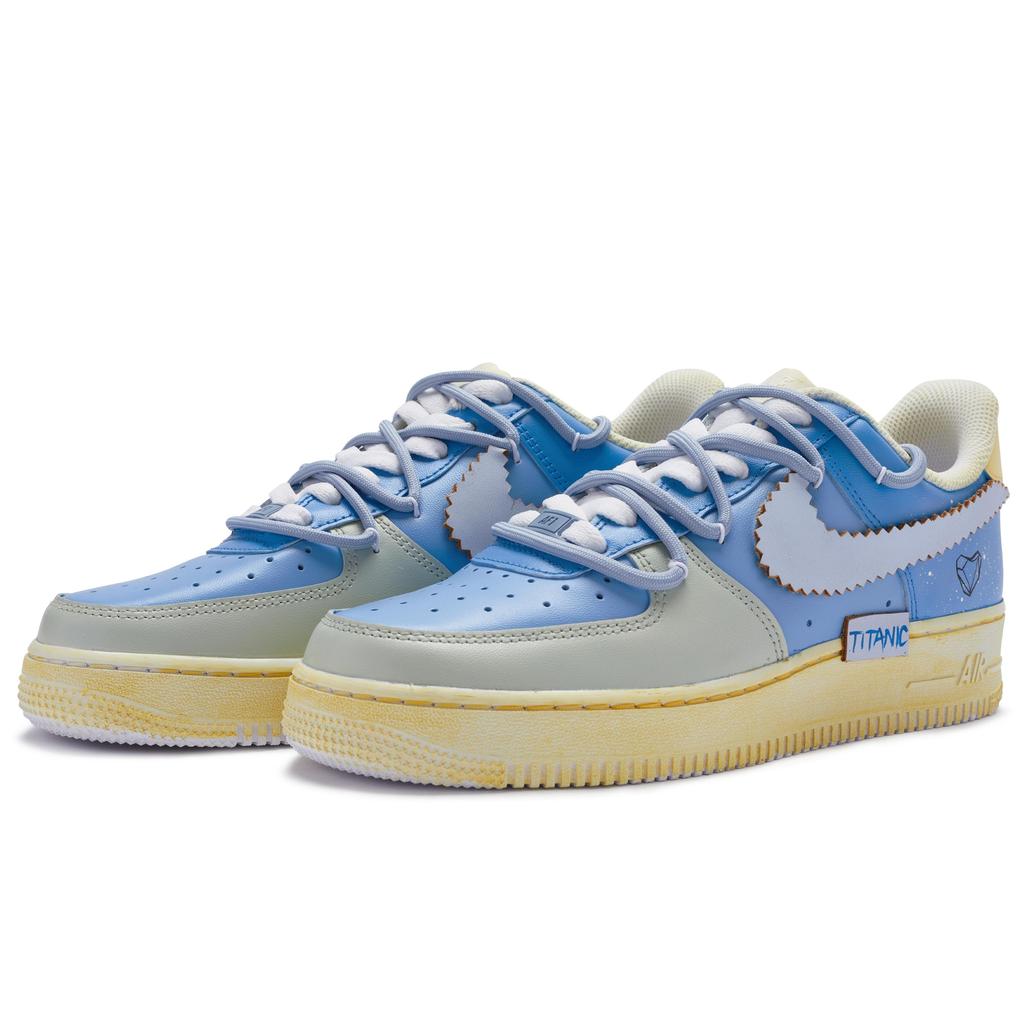 Nike Air Force 1 Low top Skateboard Shoes Men's Blue Yellow Gray CW2288-111(Team80-S-BOX)