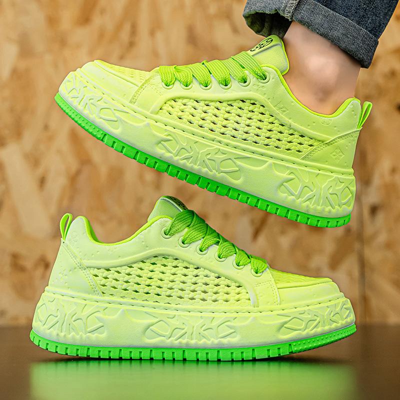 Fashion Green Tall Thick Soled Men's Sneakers Fashion Personality Simple and Versatile Youth Casual Shoes Comfortable Durable Sports