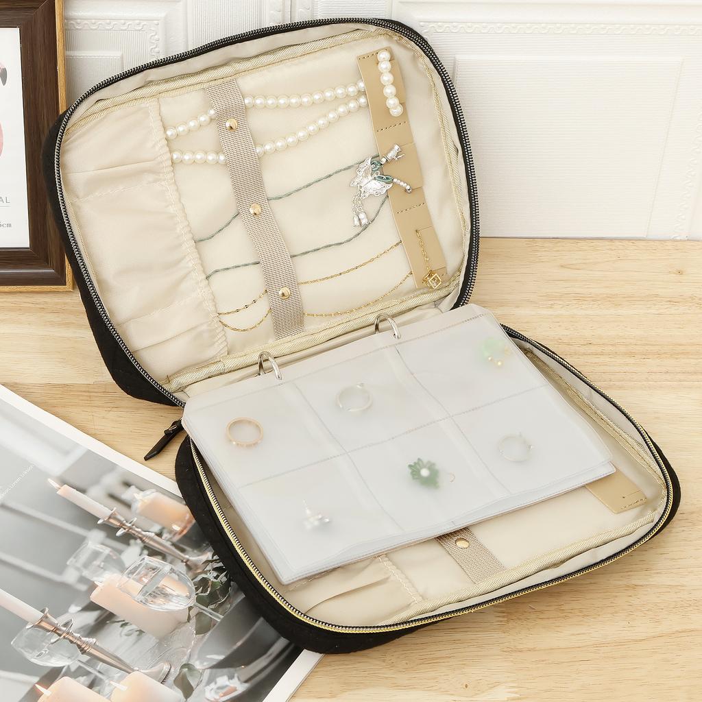 Schmuck-Organizer-Etui Halskette Ohrring Beutel Aufbewahrungstasche Reißverschlusstaschen Buch Reise Tragbar Große Kapazität Schmuckausstellung