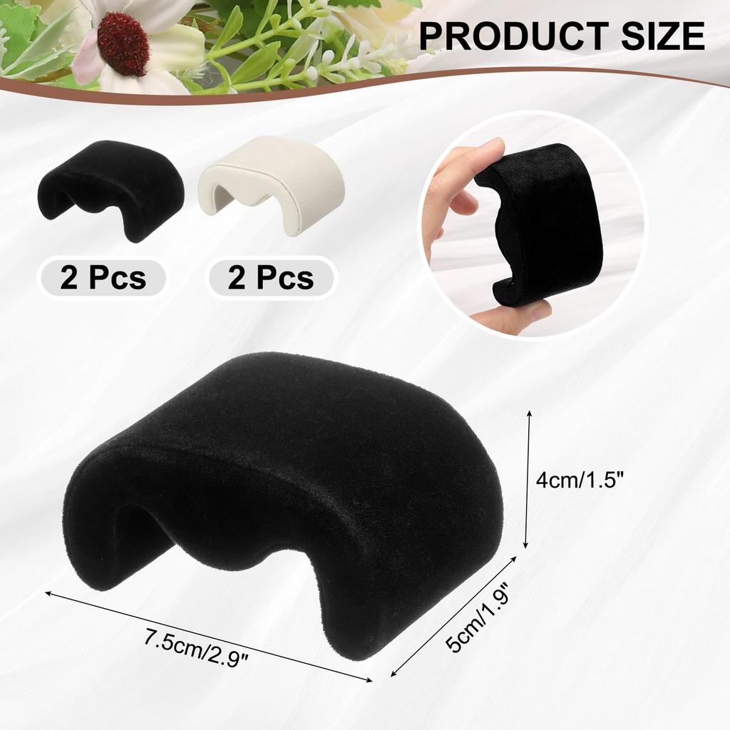 uxcell 4-Pack Watch Case Pillows, M-Shaped, Velvet, Watch Display Cushions, Bracelet Display & Storage, Black & Beige