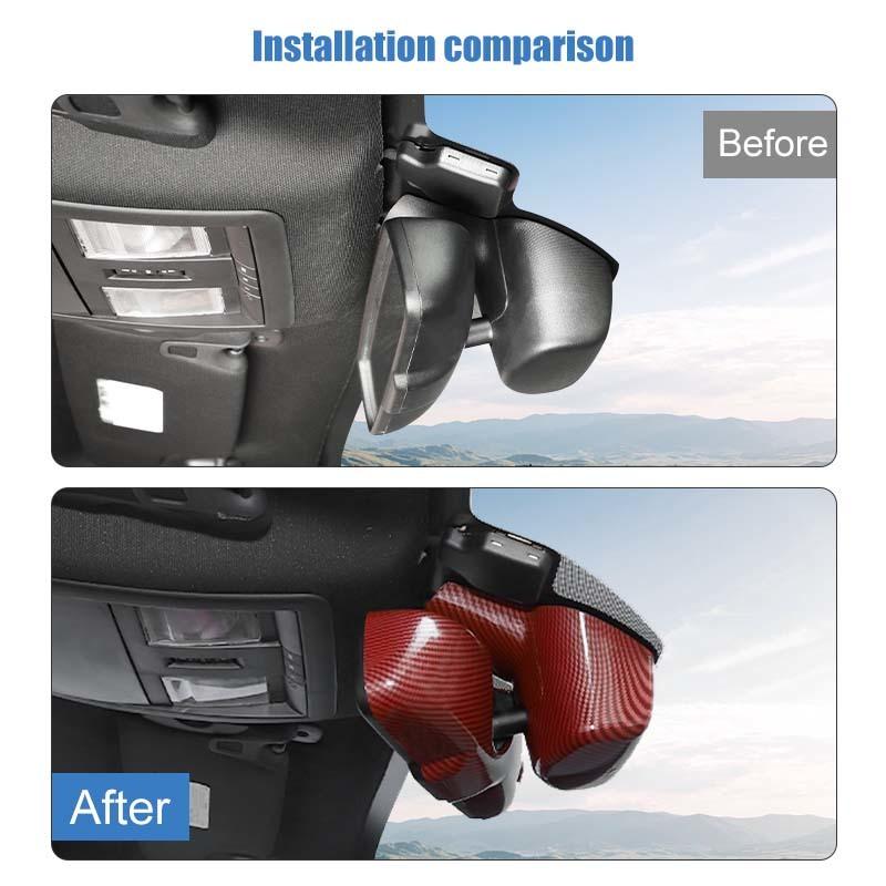 Interior Rearview Mirror Panel Decoration Protective Cover For Dodge Challenger 2015 Up Car Interior Accessories