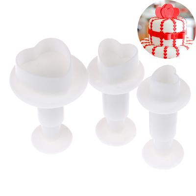 3Pc Heart Fondant Plunger Set Valentines Love Sugar Craft Cake Decorating Baking