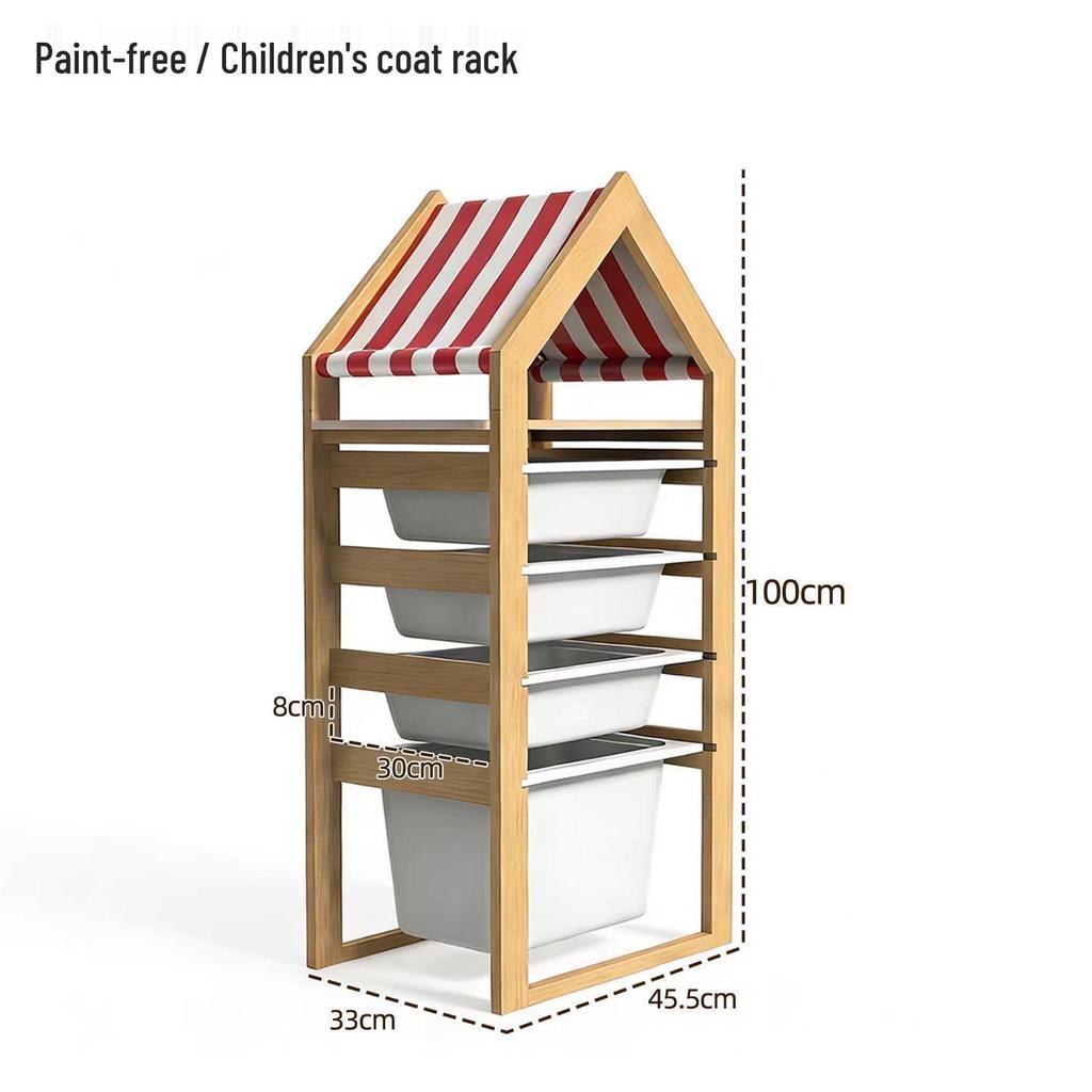Children's Solid Wood Beech Storage Rack and Picture Book Shelf for Kindergarten
