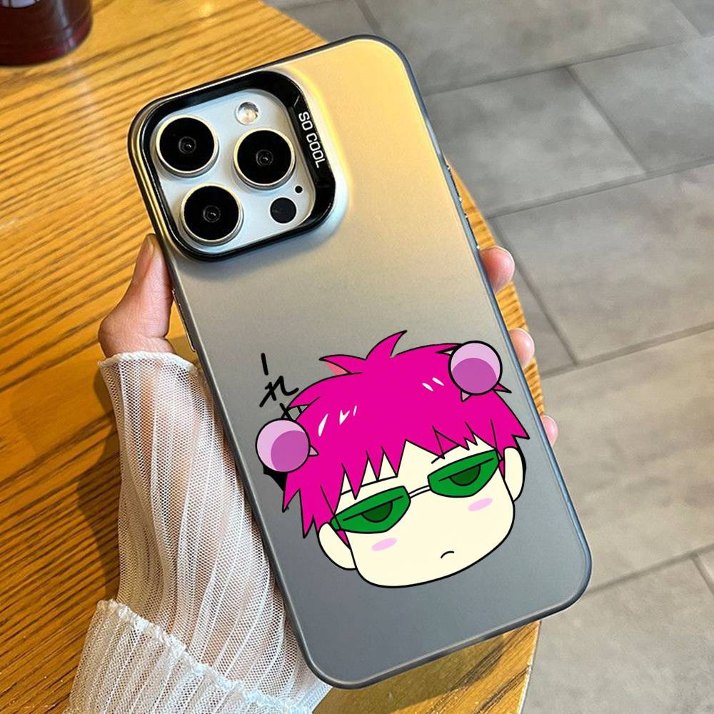 Anime Saiki-K K-KusuoS Phone Case For iPhone 16 17 15 14 12 13 Pro Max Black Candy Matte Shockproof Cover iPhone17PRO