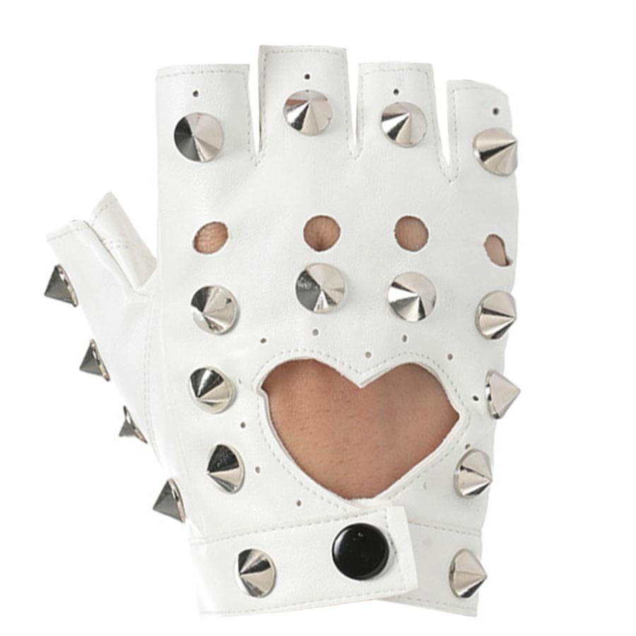 Punk Spiked Fingerless Gloves, Gothic Leather Gloves with Studs for Halloween & Cosplay
