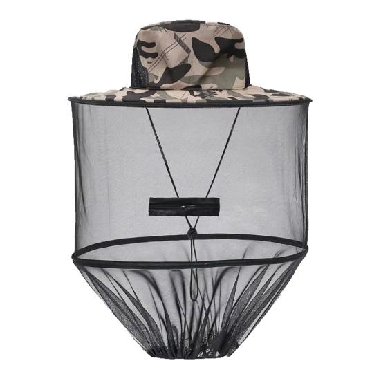 

Outdoor Fishing Head Net Hat Sun Protection Adjustable Breathable Wide Brim Hat армія зелений колір/темно-сірий