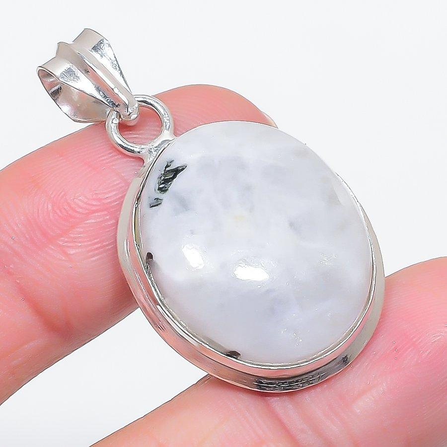 Natural Moonstone Gemstone 925 Sterling Silver Jewelry Pendant 1.58" z1y19