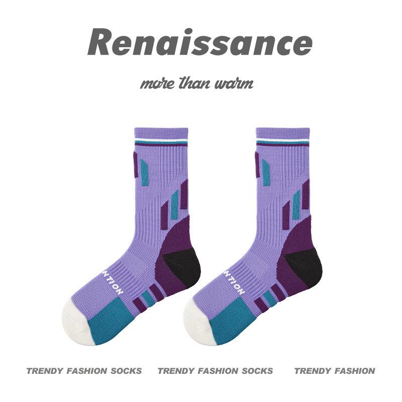 Women's Renaissance Sports Socks - Breathable, Sweat-wicking, Brown Compression Running Socks with Towel Bottom.